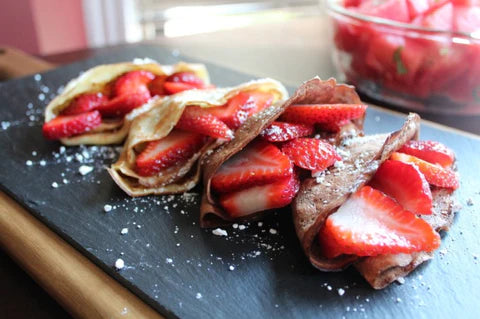 Strawberry Crêpes & Mint Watermelon Salad