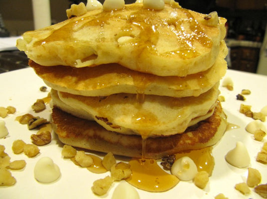 White Chocolate Chip, Banana & Walnut Pancakes