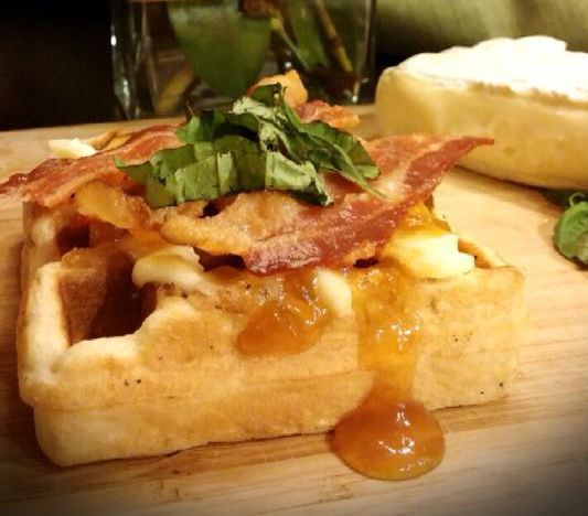 Bacon, Brie and Basil Gourmet Waffles