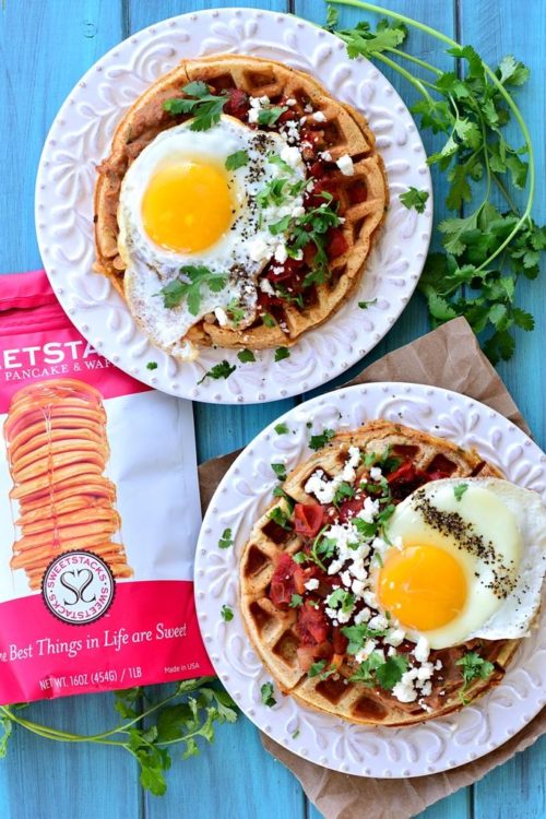 Huevos Rancheros with Cilantro Chili Waffles