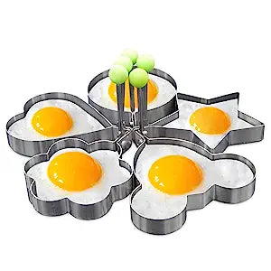 5 Piece Stainless Steel Ring Mold Pancake & Egg Rings for Griddle